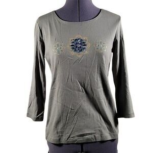 Karen Scott Rhinestone-Embellished Top Sz SP